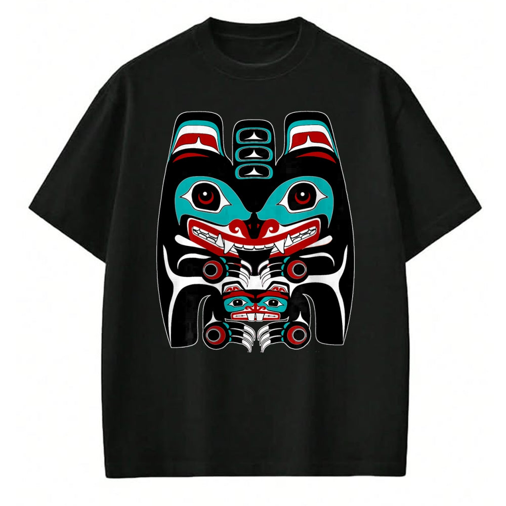 Native American T-Shirts, Vintage Native American Unisex T-Shirt/Hoodie/Sweatshirt HLT00 - Indigenous Alaska Native American Art Style Bear & Beaver
