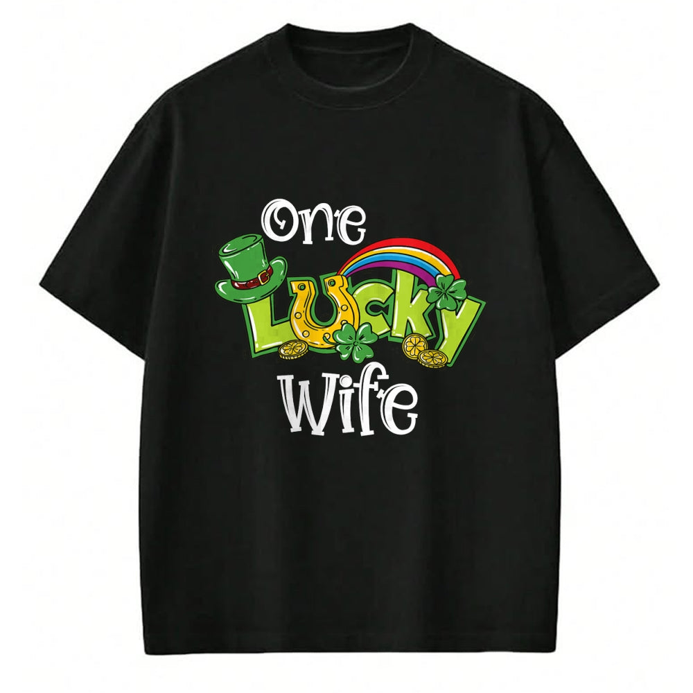 Best Wife Shirt, Wife and Husband Unisex T-Shirt/Hoodie/Sweatshirt HLT00 - Gift for wife T shirt, lucky wife   One Lucky Wife St Patricks Day Shirt One Lucky Wife T-Shirt (1)