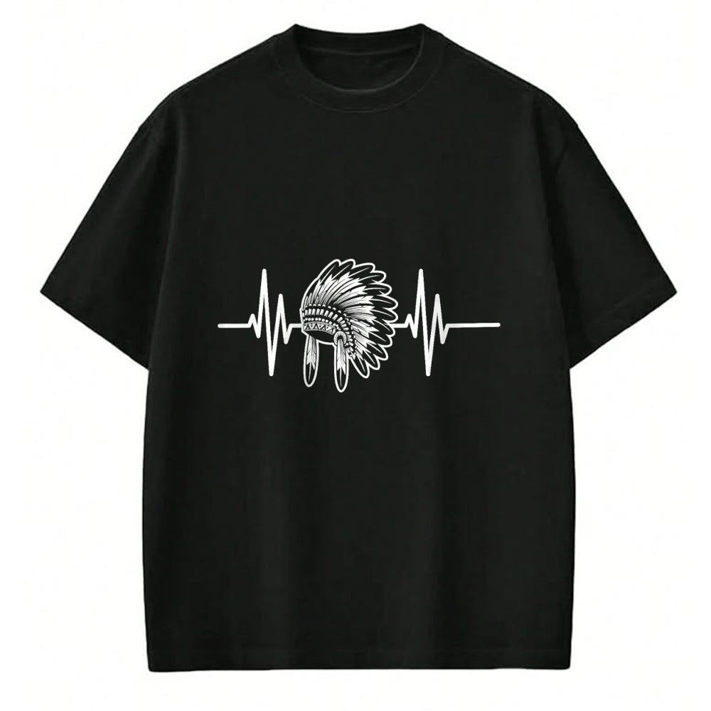 Native American T-Shirts, Vintage Native American Unisex T-Shirt/Hoodie/Sweatshirt HLT00 - Native Indian Headdress Heartbeat Indigenous Native American