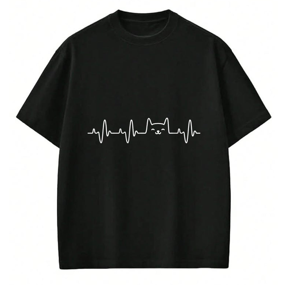 Cat Love Shirt, Funny Cat Lover Gift UnisexT-Shirt/Hoodie/Sweatshirt HLT00 - Cat Heartbeat Love Cats Women_s Girls Cat Lover T-Shirt