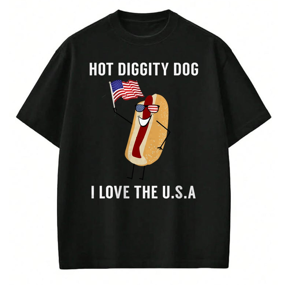 Dog Love Shirt, Dog Lover Gift T-Shirt/Hoodie/Sweatshirt HLT00 - Hot Diggity Dog I Love USA - Funny Fourth of July T-Shirt (1)