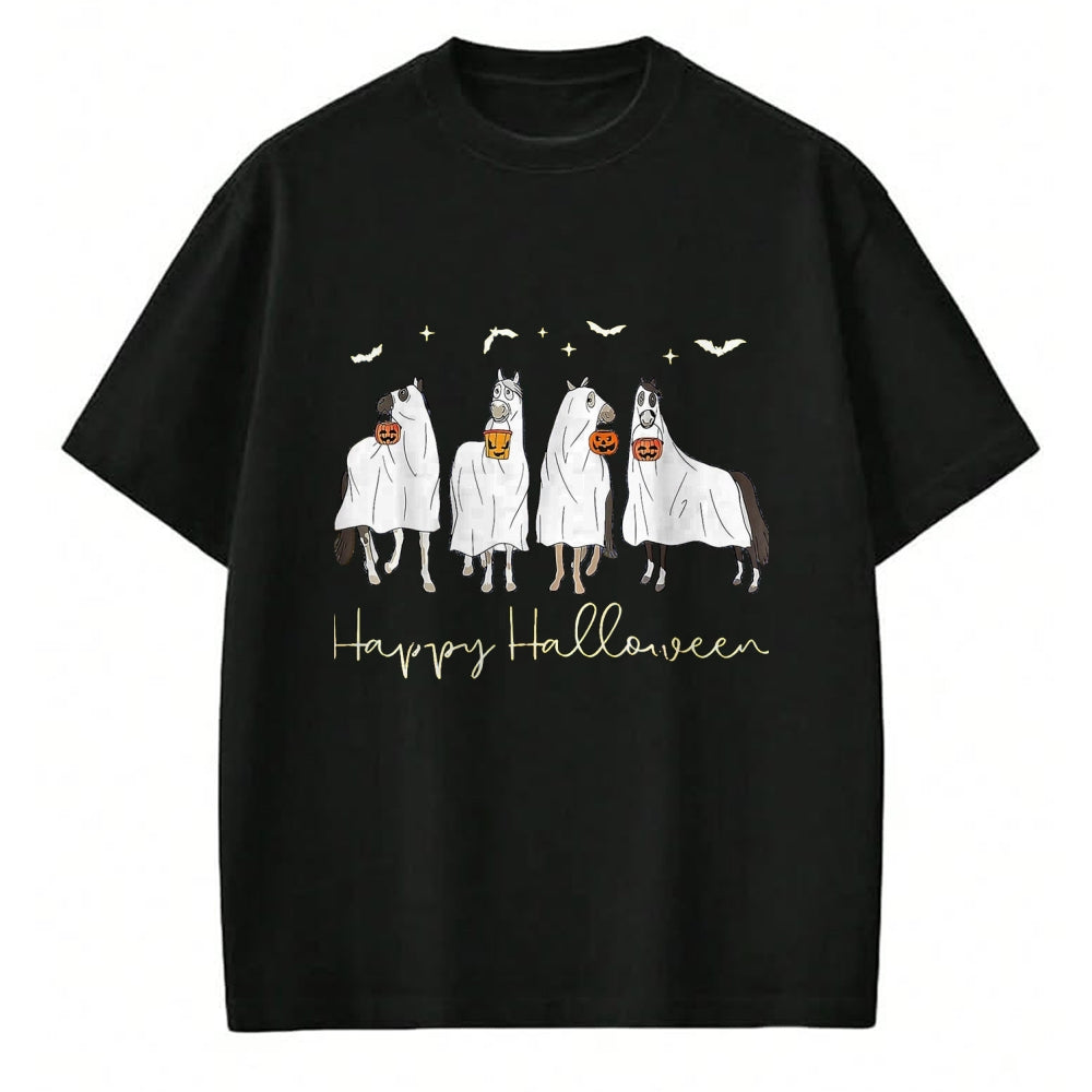 Best Horse Lover Shirt , Funny Horse UnisexT-Shirt/Hoodie/Sweatshirt HLT00 - Happy Halloween Horse Ghost T-Shirt, Women, Black, Medium