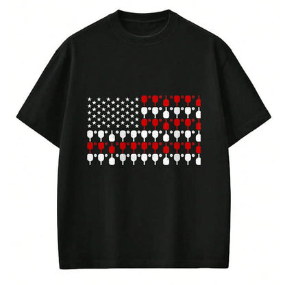Funny Pickleball Shirt, Pickleball Lover Unisex T-Shirt/Hoodie/Sweatshirt HLT00 - Vintage USA Flag Pickleball Lovers Paddles Pickleball Player T-Shirt, Men, Black, 3X-Large