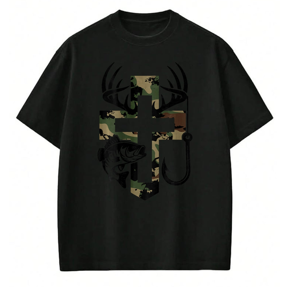 Best Thanksgiving Family Shirt , Funny Thanksgiving UnisexT-Shirt/Hoodie/Sweatshirt HLT00 - Youth Camo Faith Hunting Fishing Cross Hook Christian Jesus T-Shirt