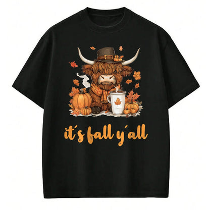 Best Thanksgiving Family Shirt , Funny Thanksgiving UnisexT-Shirt/Hoodie/Sweatshirt HLT00 - Scottish Highland Cow Fall Thanksgiving it´s Fall yáll T-Shirt