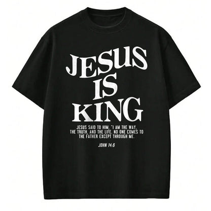 Christian Tee, Christian Faith Unisex T-Shirt/Hoodie/Sweatshirt HLT00 - Jesus Is King Jesus John 146 Costume Christian (On Back) T-Shirt (2)