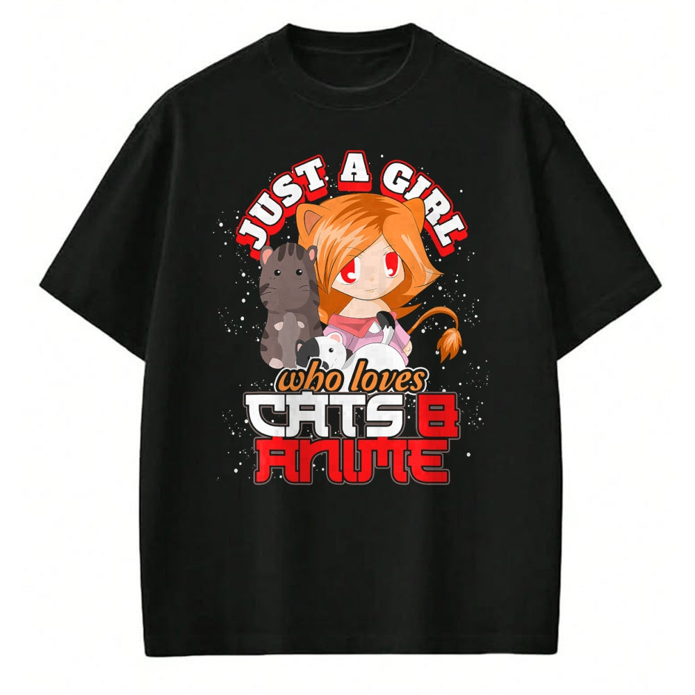 Cat Love Shirt, Funny Cat Lover Gift UnisexT-Shirt/Hoodie/Sweatshirt HLT00 - Pet Owner Gift Cute Cat Just A Girl Who Loves Cats And Anime T-Shirt