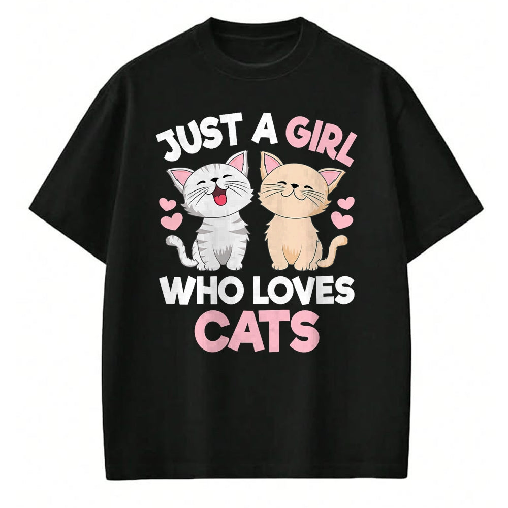 Cat Love Shirt, Funny Cat Lover Gift UnisexT-Shirt/Hoodie/Sweatshirt HLT00 - Just A Girl Who Loves Cats Cute Cat Lover Kitty Girls Kids T-Shirt (1)