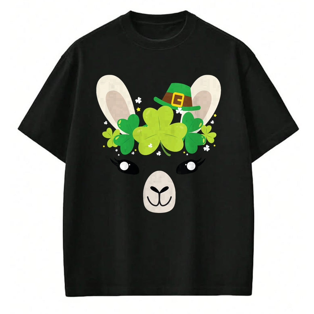 Gift for Mom Shirt, Funny Mom Unisex T-Shirt/Hoodie/Sweatshirt HLT00 - Llama St Patricks Day Shirt Kids Lucky Girl Mom Gift Tee T-Shirt