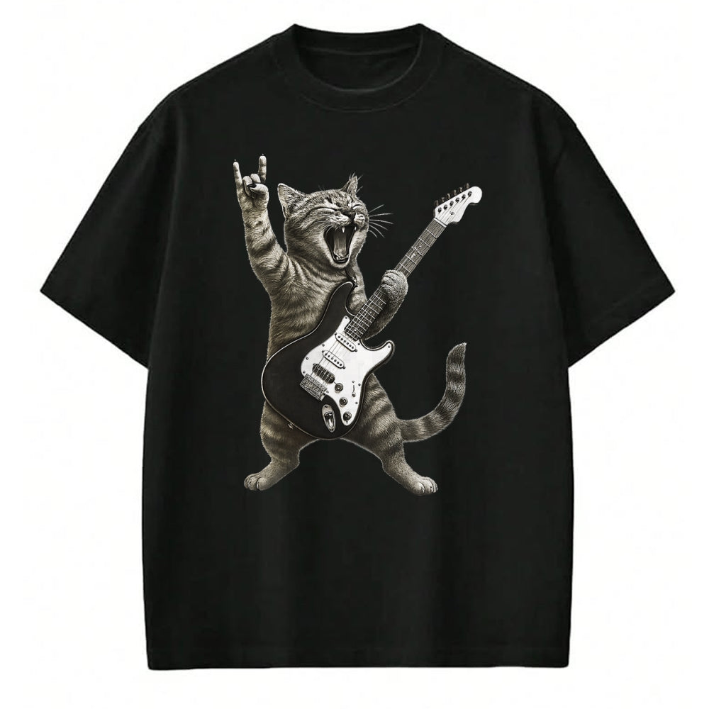 Guitar Lover Shirt, Funny Guitar UnisexT-Shirt/Hoodie/Sweatshirt HLT00 - Funny Cat Playing Guitar Rock and Roll Gifts Men Women Kids T-Shirt