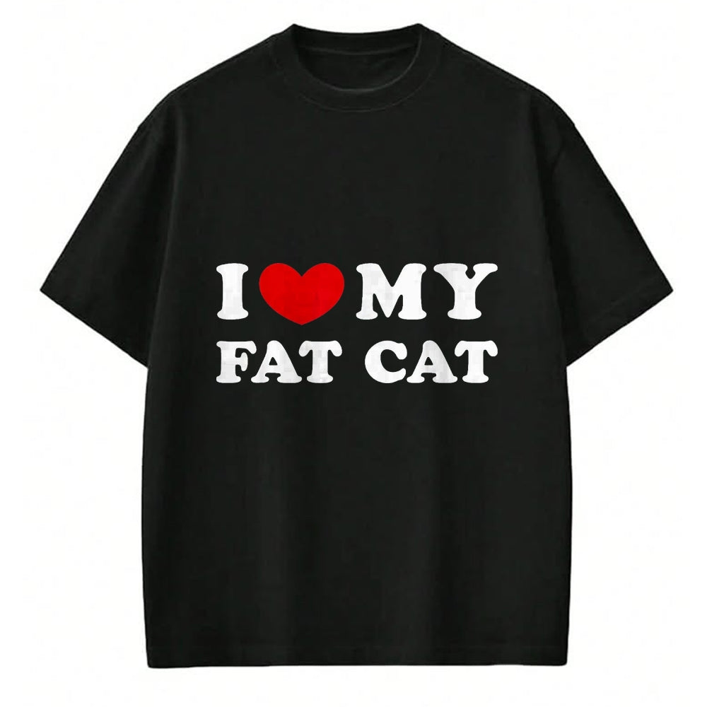 Cat Love Shirt, Funny Cat Lover Gift UnisexT-Shirt/Hoodie/Sweatshirt HLT00 - I Love My Fat Cat, I Heart My Fat Cat T-Shirt, Youth, Black, Medium