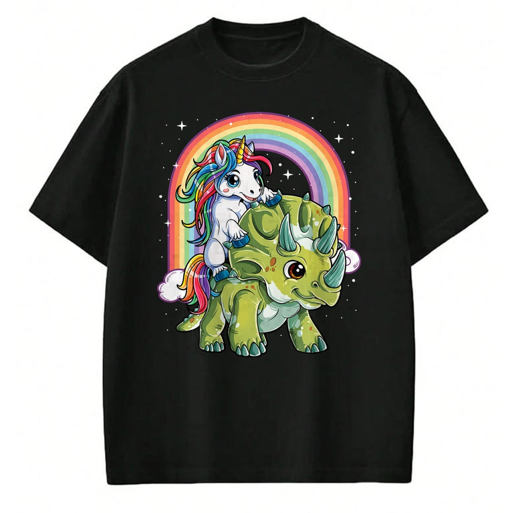 Best Dinosaur Lover Shirt, Funny Dinosaur UnisexT-Shirt/Hoodie/Sweatshirt HLT00 - Unicorn Riding Dinosaur Triceratops Funny Boys Girls Rainbow T-Shirt Small
