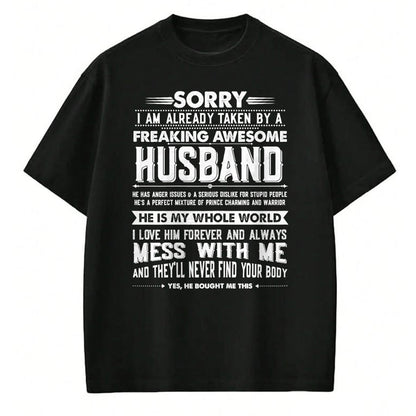Best Wife Shirt, Wife and Husband Unisex T-Shirt/Hoodie/Sweatshirt HLT00 - Taken by a Freaking Awesome Husband Funny Wife T-Shirt (1)