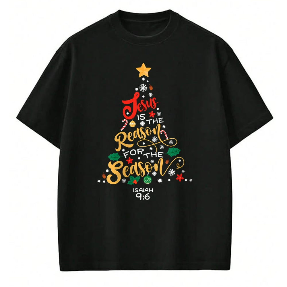 Christian Tee, Christian Faith Unisex T-Shirt/Hoodie/Sweatshirt HLT00 - Jesus Is The Reason For The Season Christian Christmas Tree T-Shirt