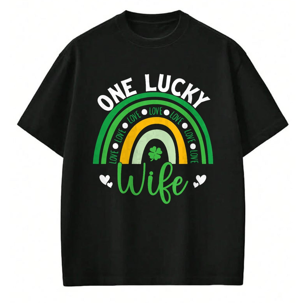 Best Wife Shirt, Wife and Husband Unisex T-Shirt/Hoodie/Sweatshirt HLT00 - Gift for wife T shirt, lucky wife   One Lucky Wife Boho Rainbow Irish Saint Patrick's Day T-Shirt