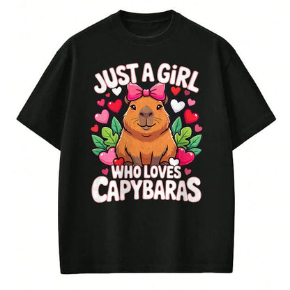 Cute Capybara Shirt, Funny Capybara Unisex T-Shirt/Hoodie/Sweatshirt HLT00 - Capybara Cute Just a Girl who Loves Capybaras T-Shirt (1)