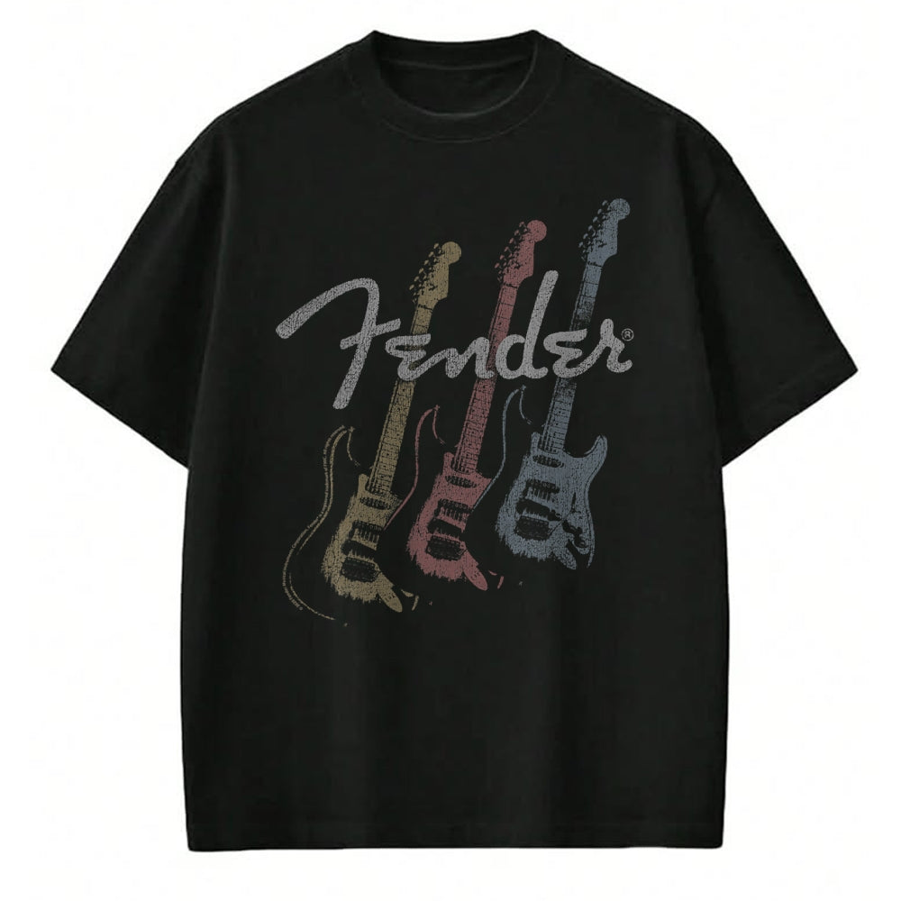 Guitar Lover Shirt, Funny Guitar UnisexT-Shirt/Hoodie/Sweatshirt HLT00 - Fender Stacked Guitar Faded Logo T-Shirt