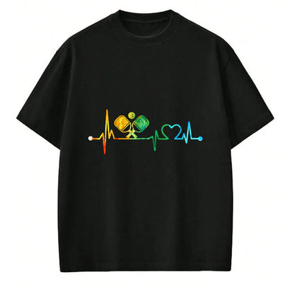 Funny Pickleball Shirt, Pickleball Lover Unisex T-Shirt/Hoodie/Sweatshirt HLT00 - Funny Pickleball Paddle Heartbeat Vintage Colors T-Shirt Small