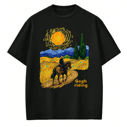 Best Horse Lover Shirt , Funny Horse UnisexT-Shirt/Hoodie/Sweatshirt HLT00 - Gogh Riding Funny Van Gogh Horse Starry Night Cowboy T-Shirt