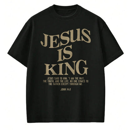 Christian Tee, Christian Faith Unisex T-Shirt/Hoodie/Sweatshirt HLT00 - Jesus Is King Jesus John 146 Costume Christian (On Back) T-Shirt (1)