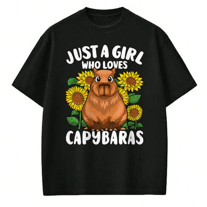 Cute Capybara Shirt, Funny Capybara Unisex T-Shirt/Hoodie/Sweatshirt HLT00 - Just A Girl Who Loves Capybaras Cute Sunflower Girls Kids T-Shirt