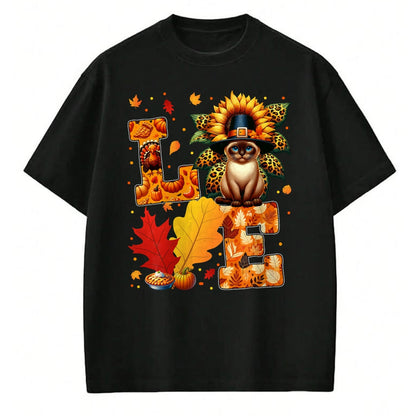 Cat Love Shirt, Funny Cat Lover Gift UnisexT-Shirt/Hoodie/Sweatshirt HLT00 - LOVE Thanksgiving Siamese Cat Costume Fall Leaves Sunflower T-Shirt for Men Women Kids (1)
