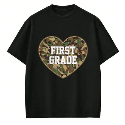 Best Student Shirt, Funny Back To School UnisexT-Shirt/Hoodie/Sweatshirt HLT00 - Back to School Ready to First Grade Heart Camo for Kids Teen T-Shirt