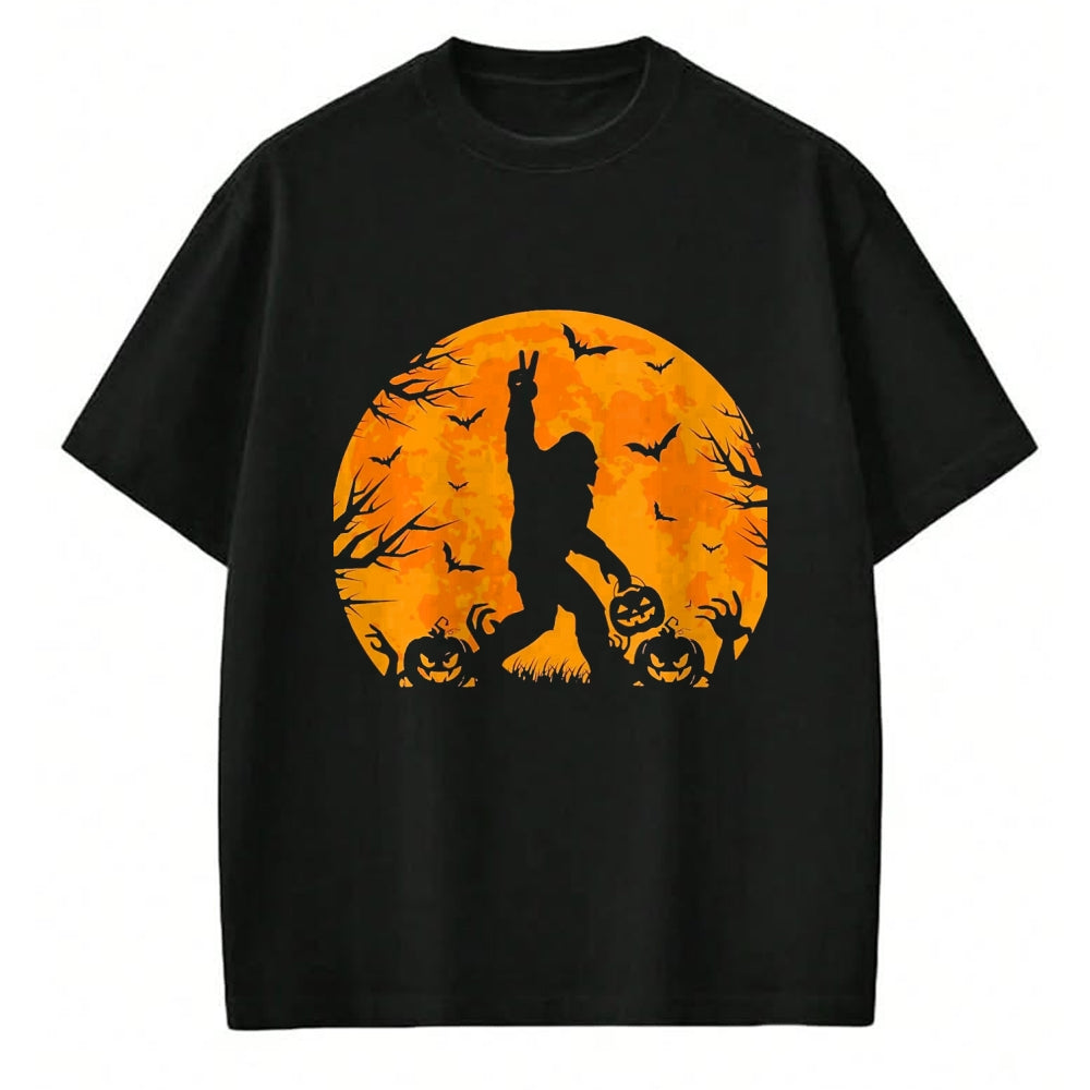 Best Thanksgiving Family Shirt , Funny Thanksgiving UnisexT-Shirt/Hoodie/Sweatshirt HLT00 - Spooky Halloween Bigfoot Pumpkin Funny Halloween Sasquatch T-Shirt, Men, Black, XX-Large