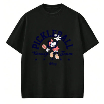 Funny Pickleball Shirt, Pickleball Lover Unisex T-Shirt/Hoodie/Sweatshirt HLT00 - Minnie Mouse - Pickleball Serve Varsity Team T-Shirt