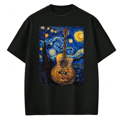 Guitar Lover Shirt, Funny Guitar UnisexT-Shirt/Hoodie/Sweatshirt HLT00 - Acoustic Guitar Van Gogh Starry Night T-Shirt