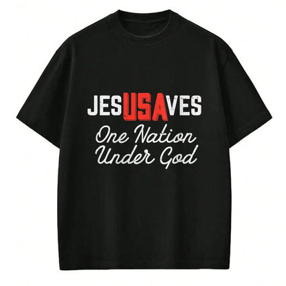 Christian Tee, Christian Faith Unisex T-Shirt/Hoodie/Sweatshirt HLT00 - Jesus Saves USA One Nation Under God Jesus Christian Gift T-Shirt