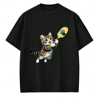 Funny Pickleball Shirt, Pickleball Lover Unisex T-Shirt/Hoodie/Sweatshirt HLT00 - Funny Kitten Playing Pickleball Cute Cat Pickleball Player T-Shirt