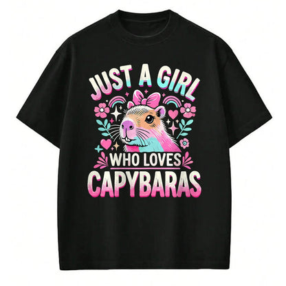 Cute Capybara Shirt, Funny Capybara Unisex T-Shirt/Hoodie/Sweatshirt HLT00 - Capybara Just a Girl who loves Capybaras T-Shirt (3)