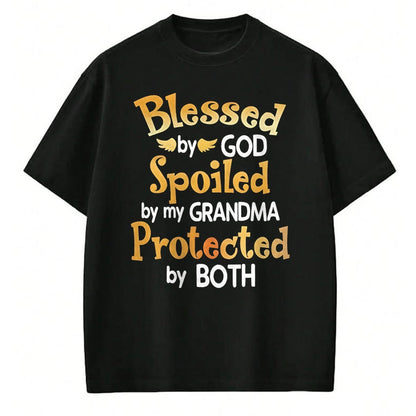 Best Grandma Shirt, Proud Grandma Unisex T-Shirt/Hoodie/Sweatshirt HLT00 - Blessed By God Spoiled By My Grandma Grandson Granddaughter T-Shirt (1)
