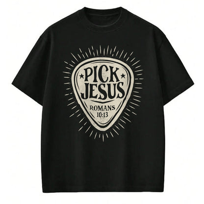 Christian Tee, Christian Faith Unisex T-Shirt/Hoodie/Sweatshirt HLT00 - Guitar Pick Jesus Christian Music Guitarist Pastor Retro T-Shirt