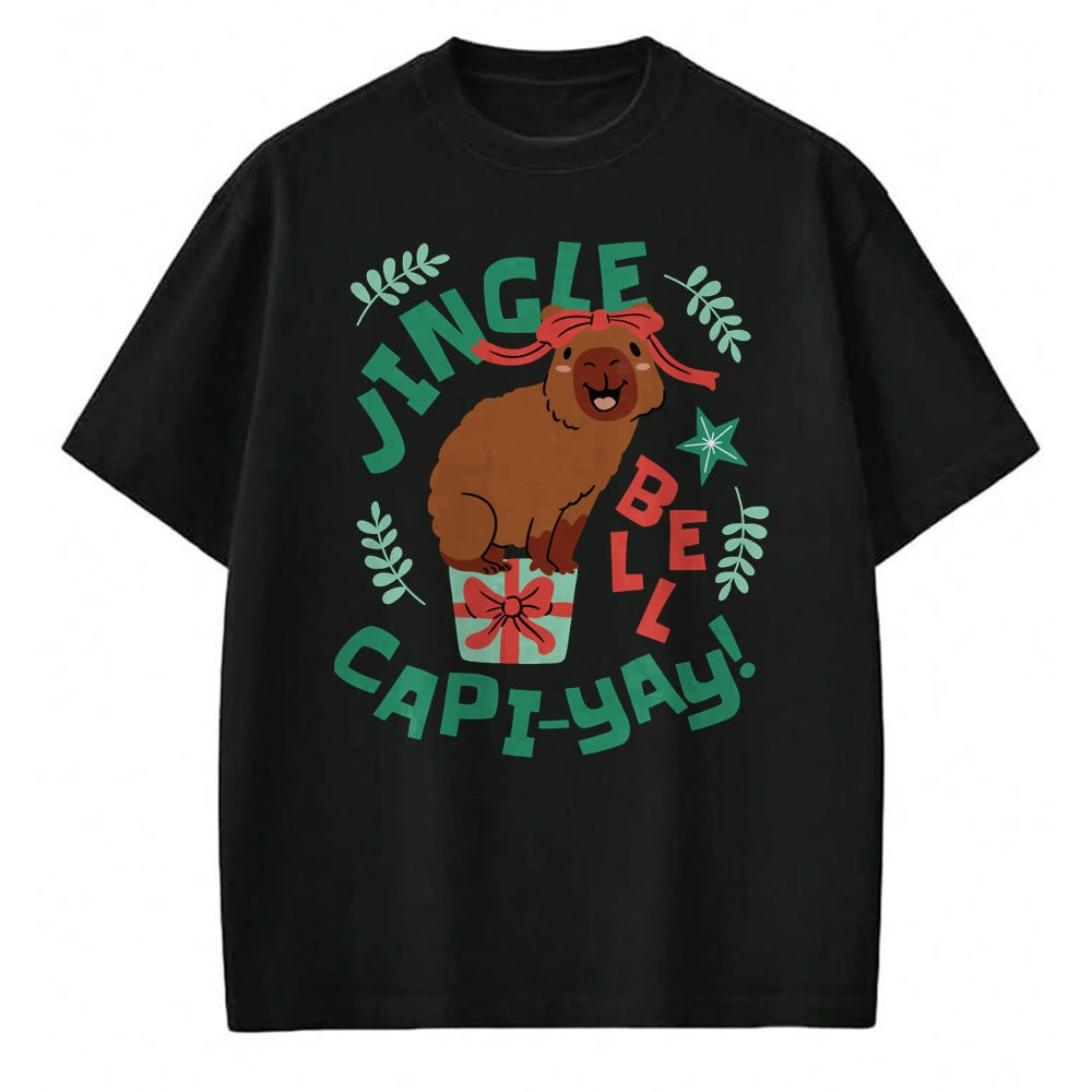 Cute Capybara Shirt, Funny Capybara Unisex T-Shirt/Hoodie/Sweatshirt HLT00 - Festive Capybara Long Sleeve T-Shirt