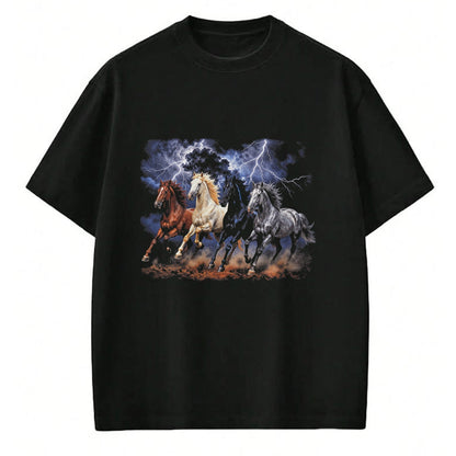 Best Horse Lover Shirt , Funny Horse UnisexT-Shirt/Hoodie/Sweatshirt HLT00 - Running Horses Vintage 90s Lightning Storm Western Cowboy T-Shirt