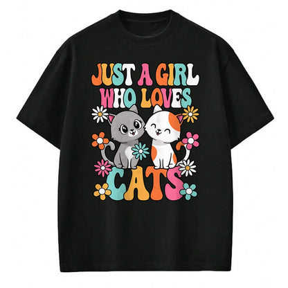 Cat Love Shirt, Funny Cat Lover Gift UnisexT-Shirt/Hoodie/Sweatshirt HLT00 - Just A Girl Who Loves Cats Cute Cat Lover Kitten Girls Kids T-Shirt (1)
