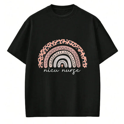 Funny Nurse Shirt, Nurse Unisex T-Shirt/Hoodie/Sweatshirt HLT00 - Nicu Nurse Neonatal Nurse Labor And Delivery Leopard Rainbow T-Shirt