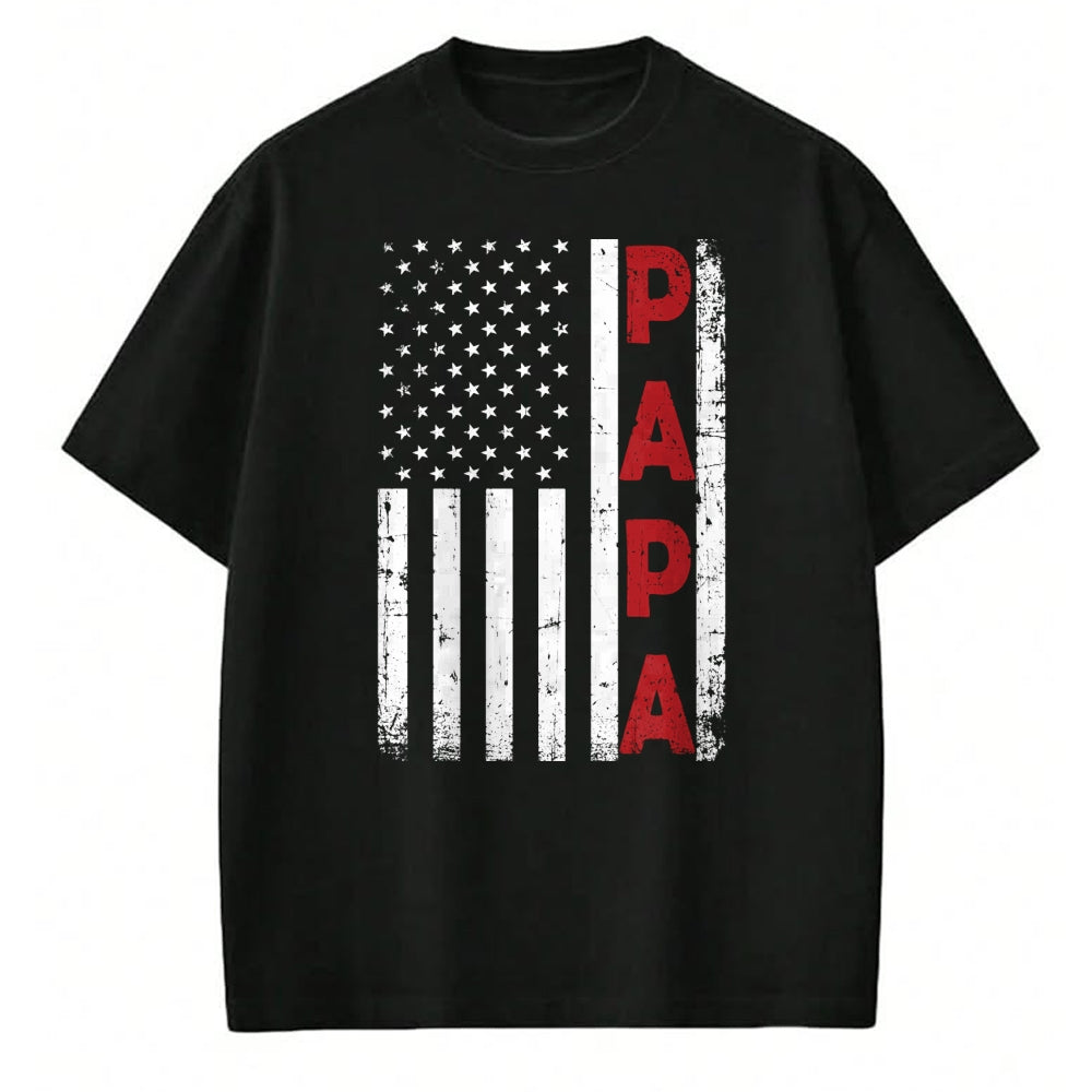 Gift for Dad Shirt, Funny Dad Unisex T-Shirt/Hoodie/Sweatshirt HLT00 – Proud Papa USA Flag Fathers Day Tee Gifts From Grandchildren Long Sleeve T-Shirt