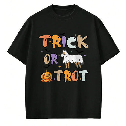 Best Horse Lover Shirt , Funny Horse UnisexT-Shirt/Hoodie/Sweatshirt HLT00 - Trick Or Trot Halloween Pumpkin Ghost Horse T-Shirt