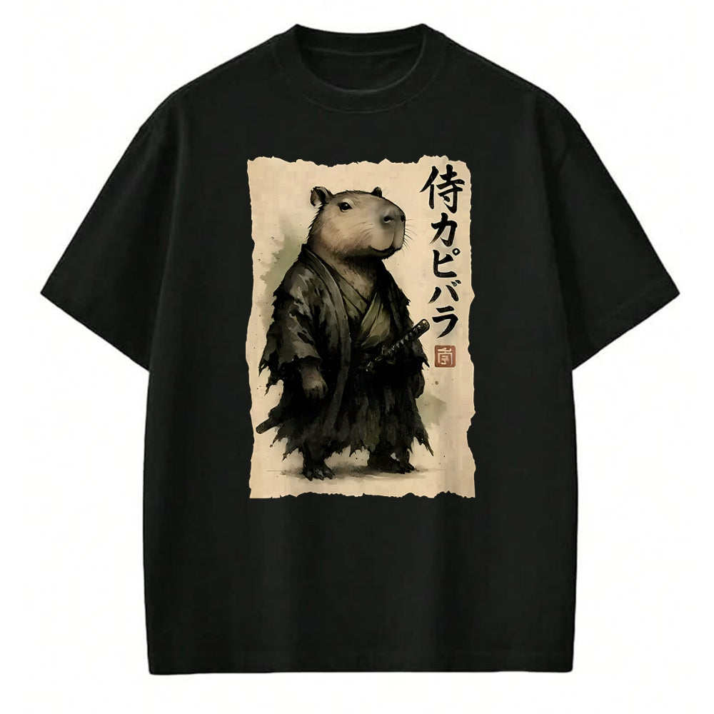 Cute Capybara Shirt, Funny Capybara Unisex T-Shirt/Hoodie/Sweatshirt HLT00 - Capybara Samurai Japanese Warrior Graphic Anime Ukiyo-e Art T-Shirt