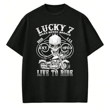 Gift for Dad Shirt, Funny Dad Unisex T-Shirt/Hoodie/Sweatshirt HLT00 – Lucky 7 Live To Ride Poker Style T-Shirt