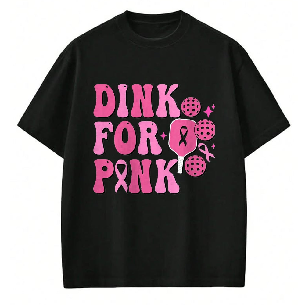 Funny Pickleball Shirt, Pickleball Lover Unisex T-Shirt/Hoodie/Sweatshirt HLT00 - Dink for Pink Breast Cancer Awareness Pickleball Ribbon Pink T-Shirt, Men, Black, 3X-Large