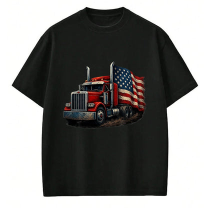 Best Truck Driver Life Shirt, Funny Trucker UnisexT-Shirt/Hoodie/Sweatshirt HLT00 - Us American Flag Semi Truck Driver Trucker T-Shirt, Men, Black, 3X-Large