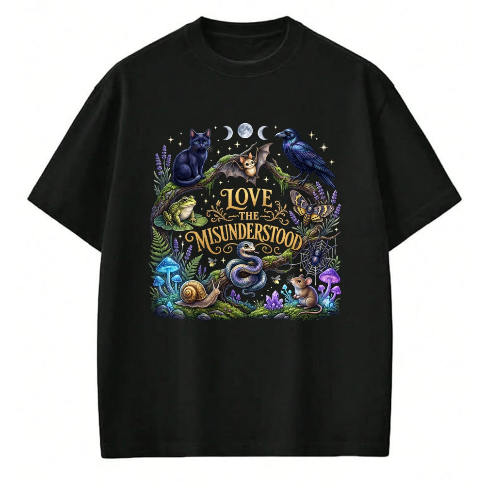 Cat Love Shirt, Funny Cat Lover Gift UnisexT-Shirt/Hoodie/Sweatshirt HLT00 - Love The Misunderstood Bat Raven Cat Snake Spider Frog Moth T-Shirt