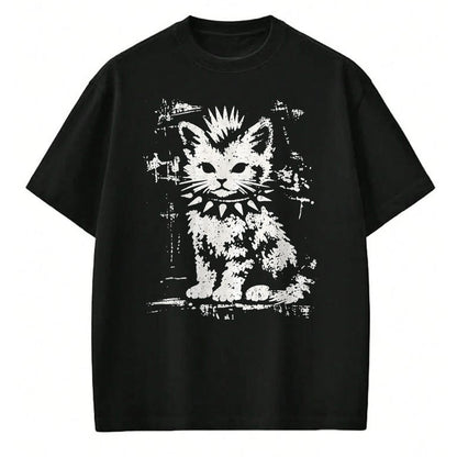 Cat Love Shirt, Funny Cat Lover Gift UnisexT-Shirt/Hoodie/Sweatshirt HLT00 - Punk Cat Grunge Rebel Cat Alternative Style T-Shirt, Women, Black, X-Large