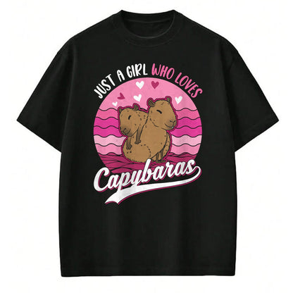 Cute Capybara Shirt, Funny Capybara Unisex T-Shirt/Hoodie/Sweatshirt HLT00 - Just a Girl who Loves Capybaras T-Shirt (7)