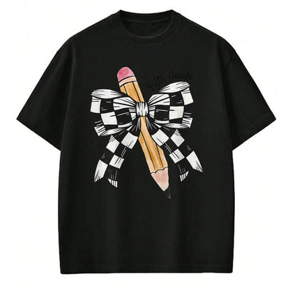 Best Student Shirt, Funny Back To School UnisexT-Shirt/Hoodie/Sweatshirt HLT00 - Back to School Hello Fifth Grade Teacher Coquette Pencil Bow T-Shirt