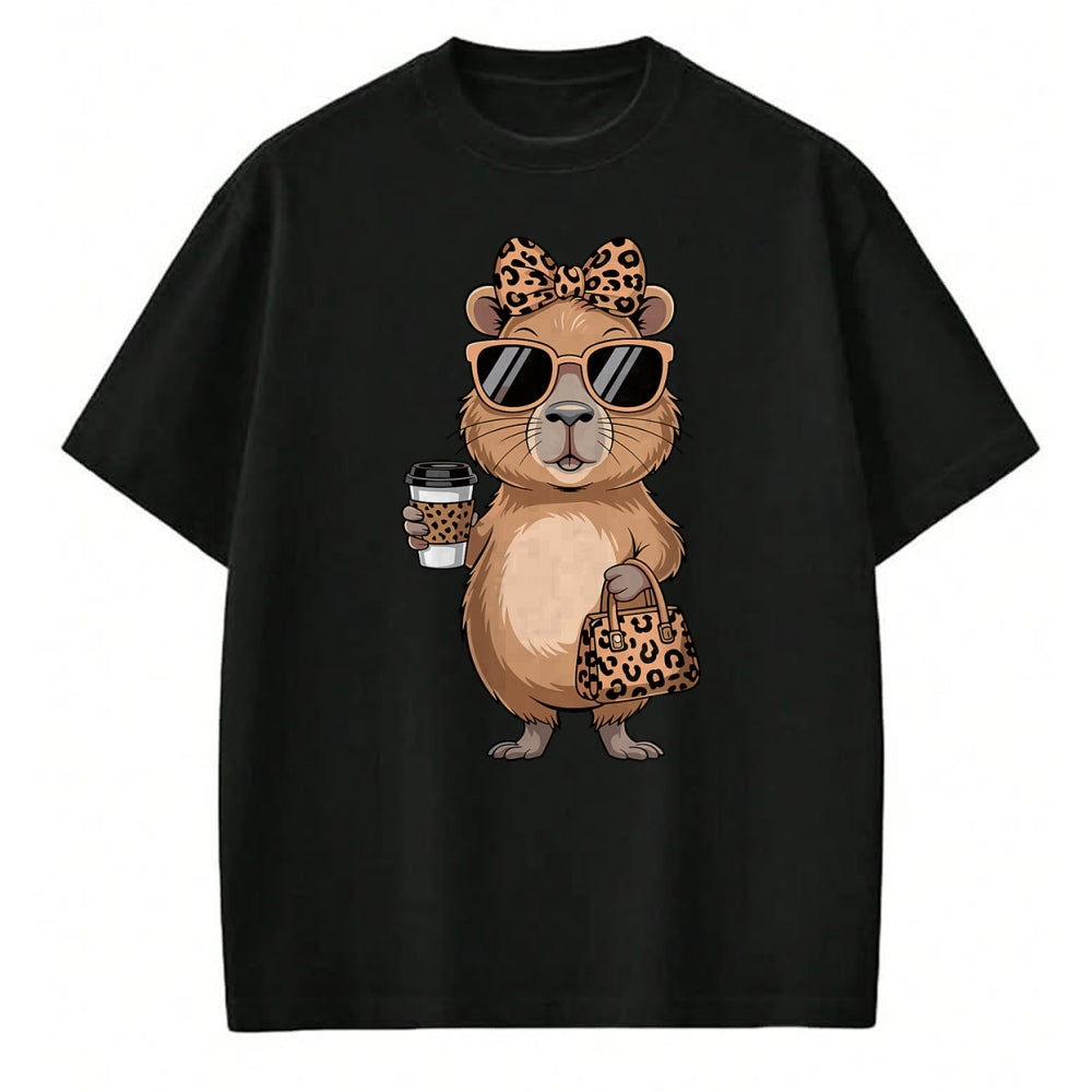 Cute Capybara Shirt, Funny Capybara Unisex T-Shirt/Hoodie/Sweatshirt HLT00 - Fashion Funny Leopard Capybara Coffee Cute Women Girls T-Shirt